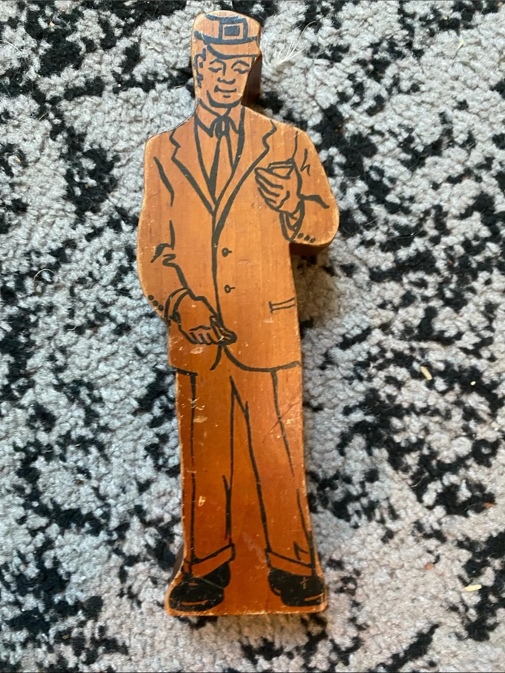 Vintage Wooden Figure Set - Brown Character Building Blocks